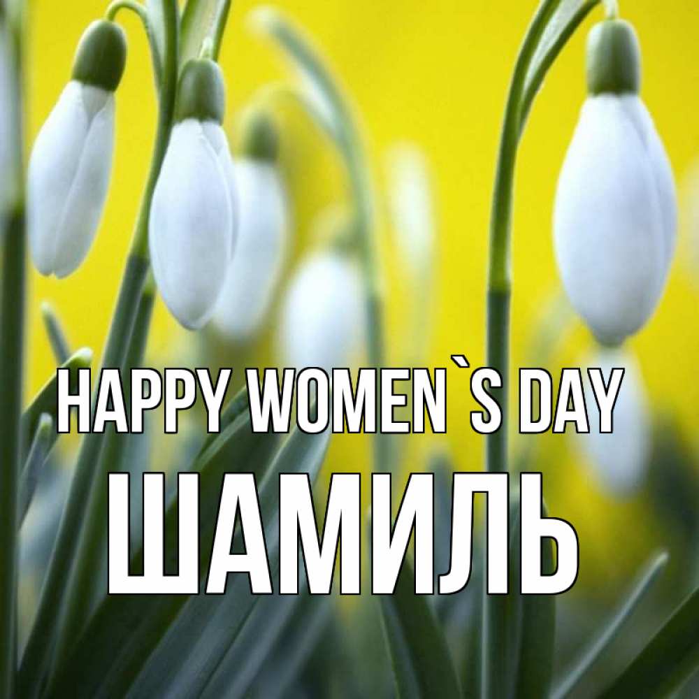 Greetings card с именем, Шамиль happy women`s day весенние цветы Greetings with text for free download 